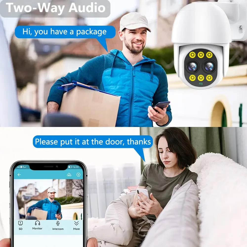 H.265 + 10CH 8CH 4K PTZ الأمن عدسة مزدوجة 8X PTZ نظام الكاميرا التكبير 8MP اتجاهين الصوت اللون ليلة مراقبة الفيديو NVR POE عدة