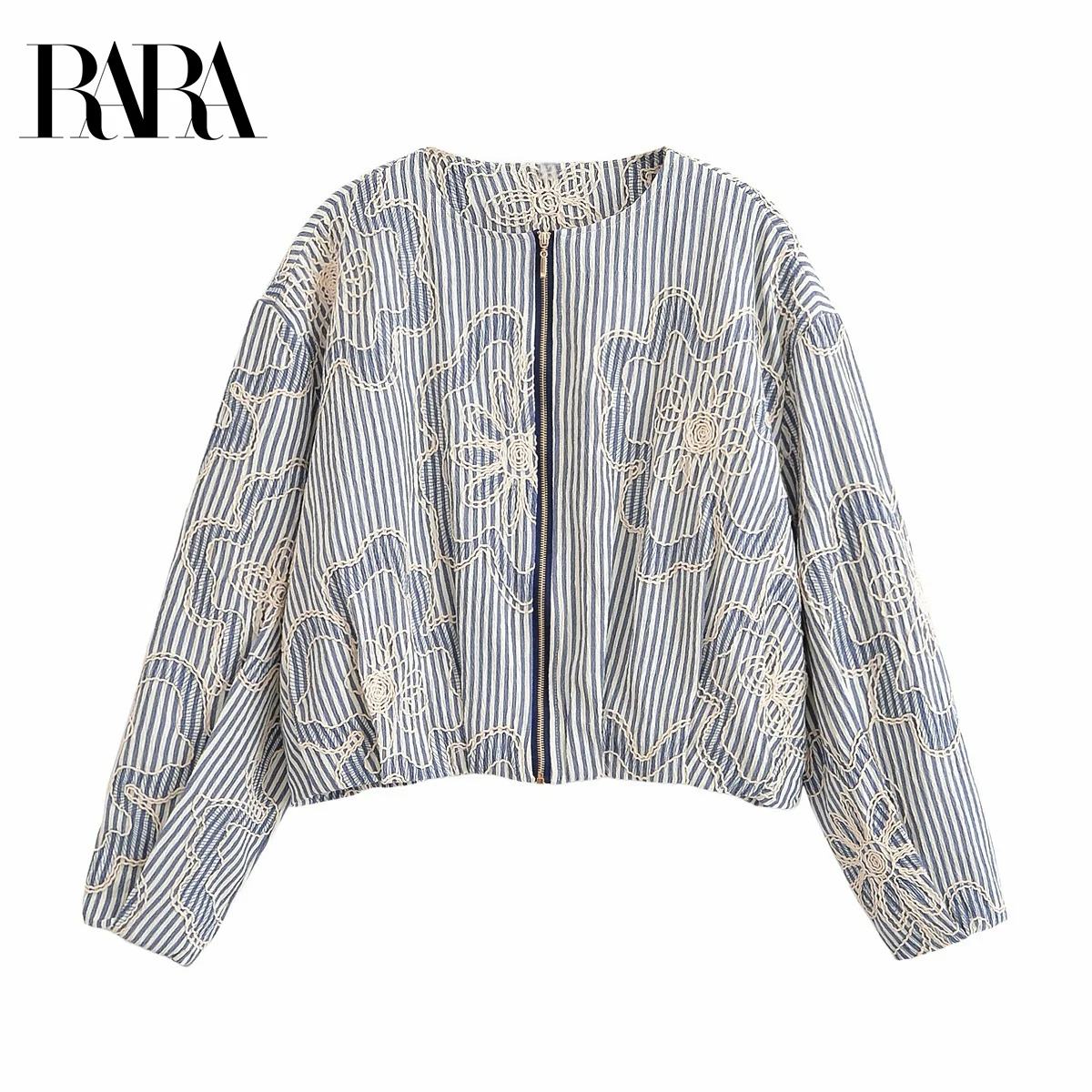 

RARA2025 new summer women's casual fashion simple versatile texture pilot round neck long-sleeved jacket top coat