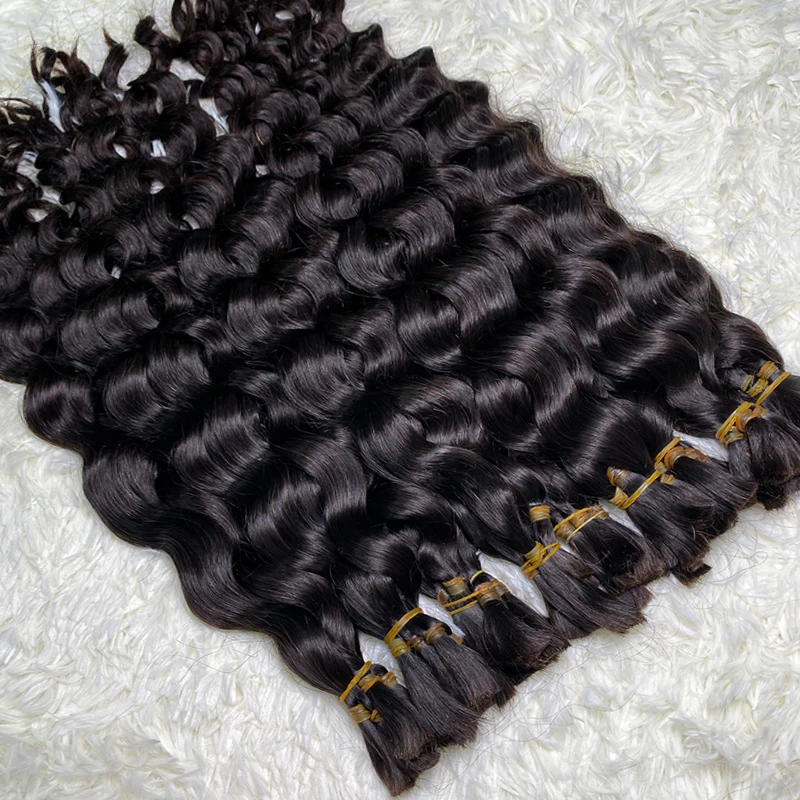 Shinehair Water wave Women Hair Bundles Curly Bulk Hair 100% Human Hair Virgin Hair Natural Color Hair Extensions For Braiding