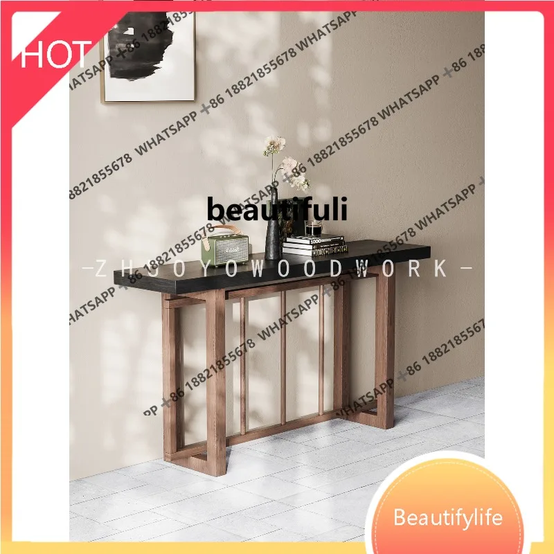 

D07 Medieval solid wood entrance table Entry foyer cabinet Modern simple and advanced entrance cabinet