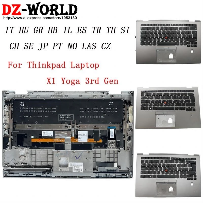 Silver Shell Upper Case Palmrest Cover With Backlit Keyboard For Lenovo Thinkpad X1 Yoga 3rd Gen G3 01LX969 02HL902 01LX965