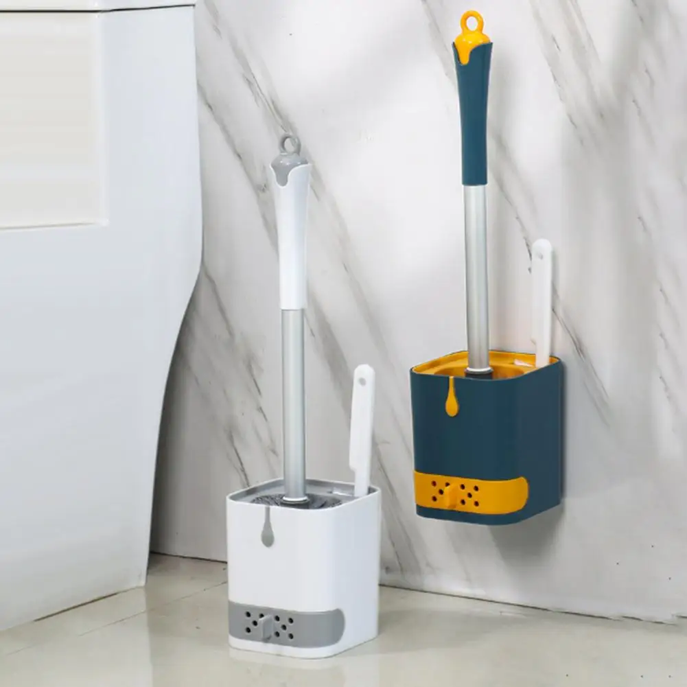 

With Drain Base Long Handle Toilet Brush Bathroom Accessories Toilet Brush Wall Mounted No Dead Corner Toilet Cleaning Brush