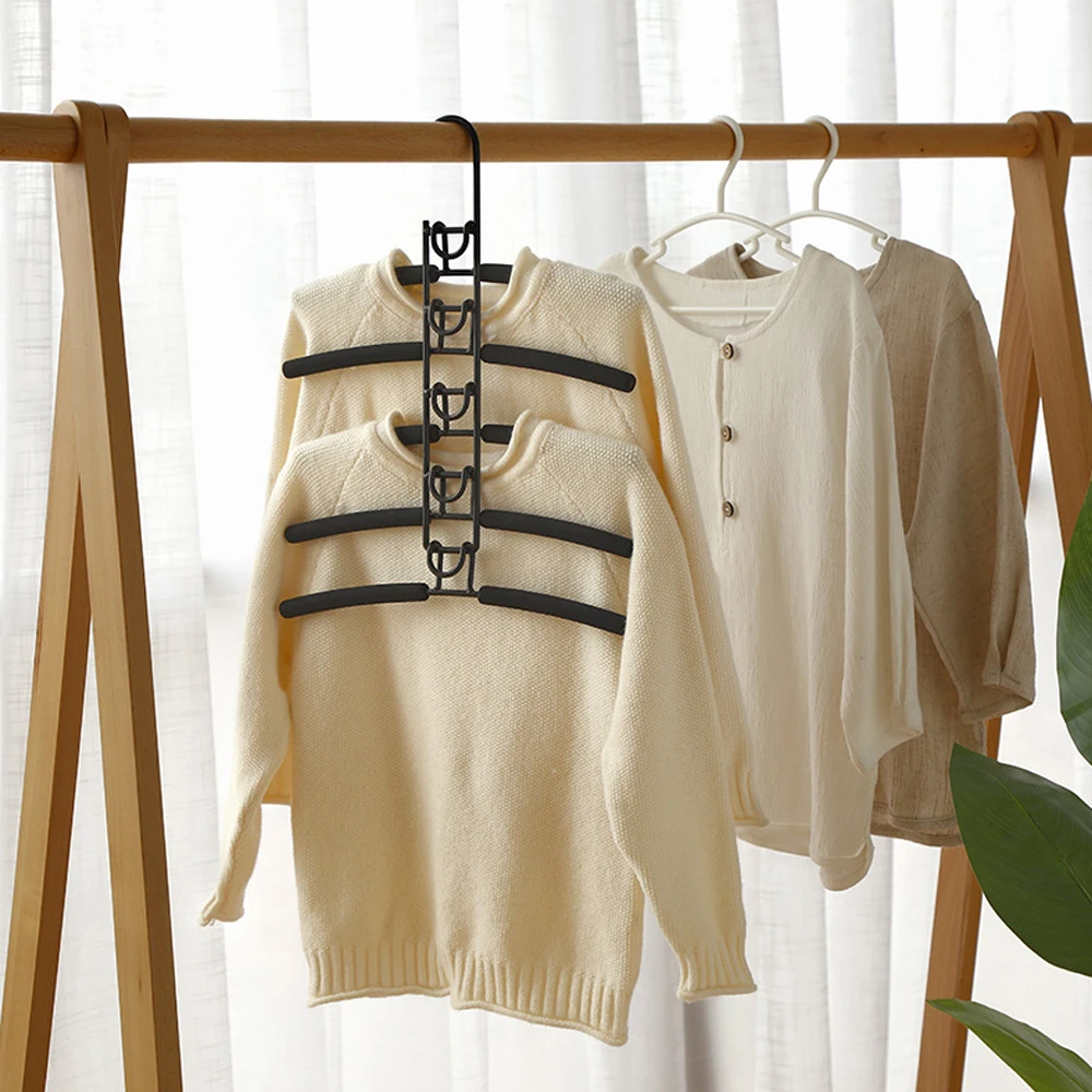 5 Layer Mounted Hanger Household One-Piece Clothes Hanger Detachable Storage Holder Indoor Space Saving Clothes Drying Rack