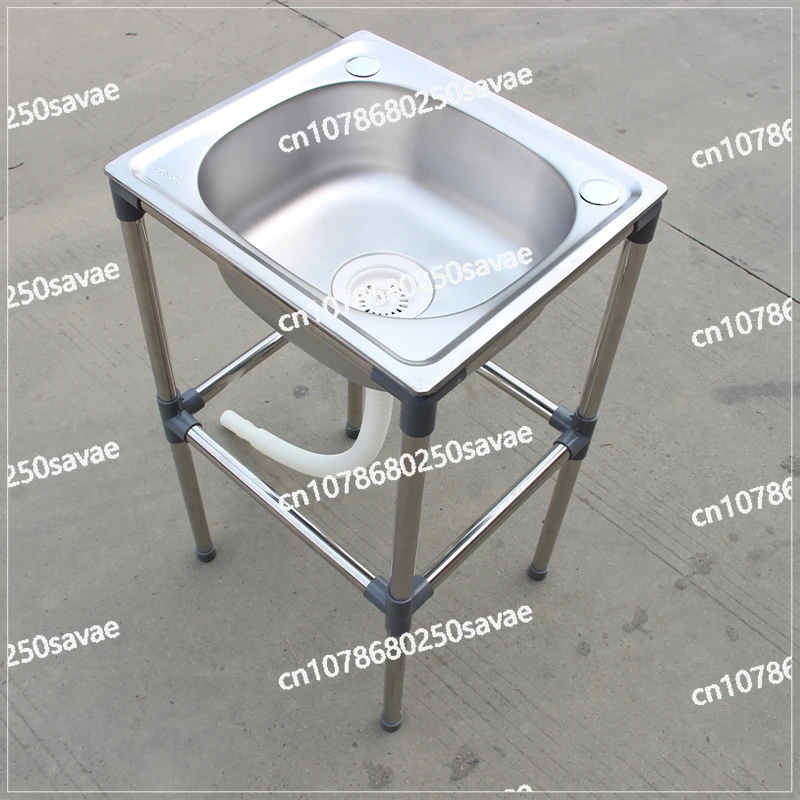 Kitchen Thickened Stainless Steel Vegetable Washing Basin with Bracket Sink Single Basin Kitchen Sink