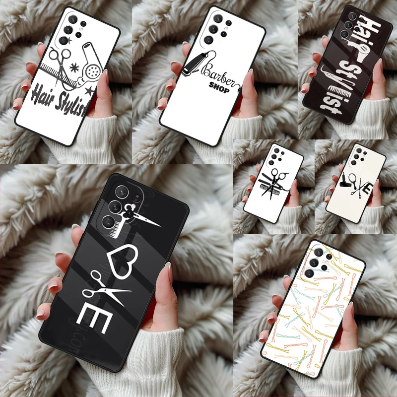Hair Stylist Scissors Phone Case For Samsung Galaxy S24 S25 S26 Ultra S22 S23 Plus S21 S20 FE Note10 TPU Cover