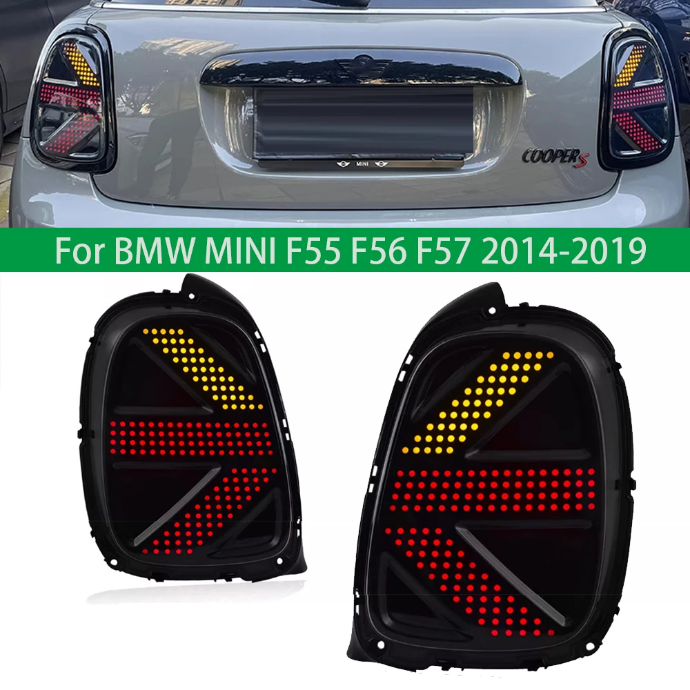 Pair LED Taillight Assembly For BMW Mini Cooper F55 F56 F57 2014-2019 Rear Running+Brake+Reverse+Dynamic Turn Signal Lights