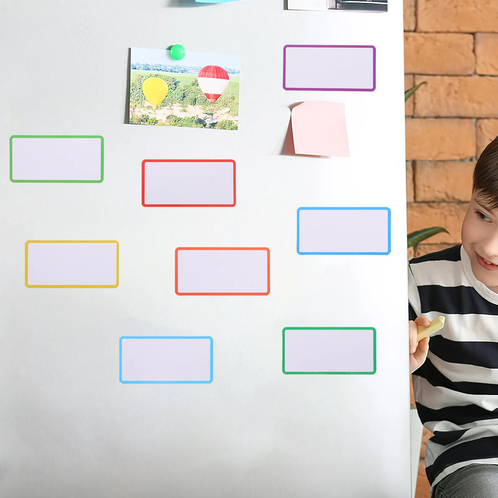 

48 шт. магнитных этикеток, многоразовые пустые карточки с цветными рамками, для записи, именные бирки для организации пространства в классе, офисе, на кухне