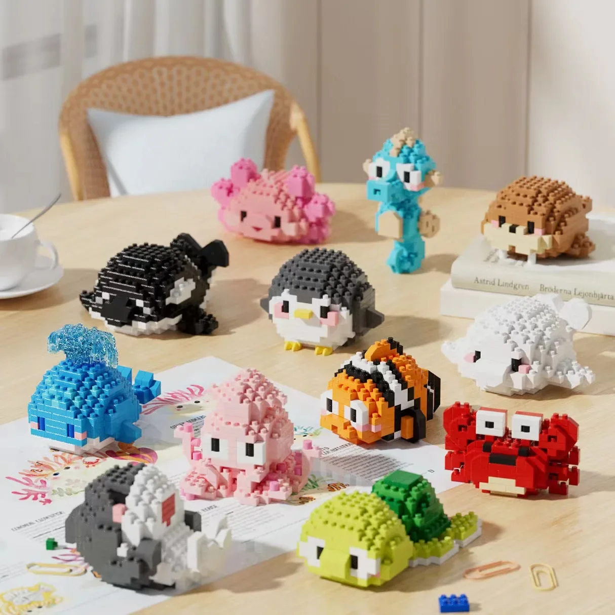 DIY Assembly Marine Creature Mini Bricks Set Turtle Killer Whale Beluga Walrus Penguin Classic Ocean Animal Model Christmas Pres view 3