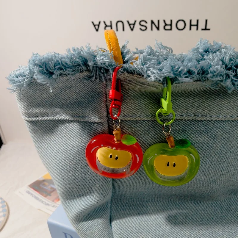 الكرتون التفاح الأحمر الأخضر لطيف المفاتيح للنساء جميل الاكريليك حقيبة تزيين قلادة الهاتف مفتاح سلسلة الهدايا #1