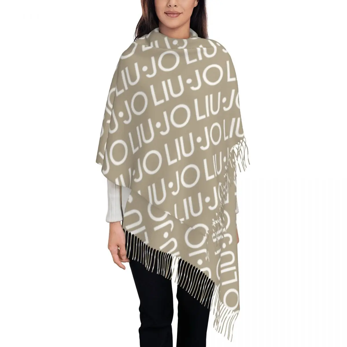 Luxury Liu Jo Scarf for Women Warm Winter Shawl Wrap Large Scarves with Tassel Lightweight