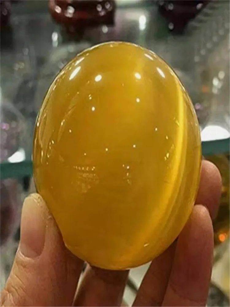 Beautiful Asian Rare Natural Quartz yellow Cat Eye Crystal Healing Ball Gemstone Sphere