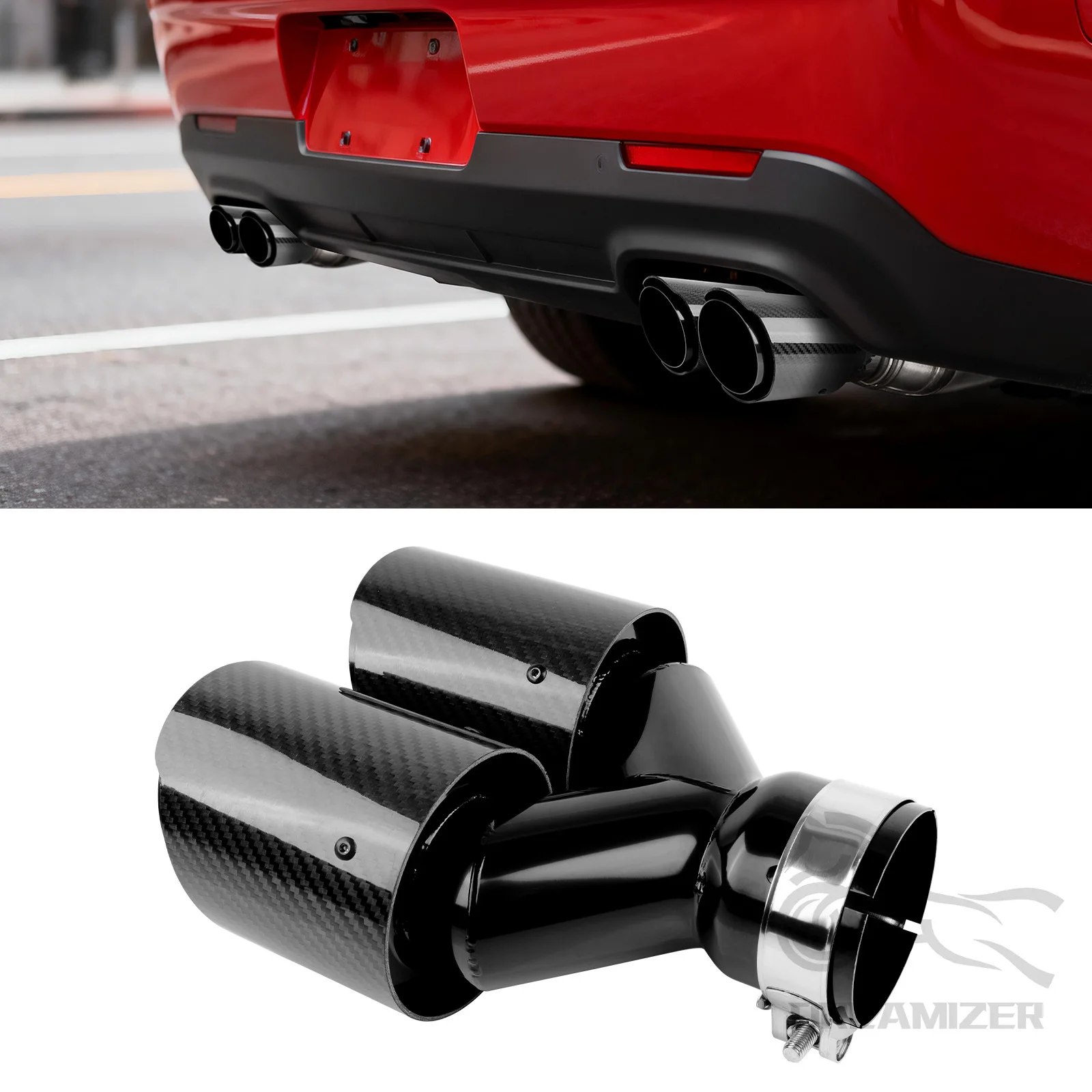 

1 шт. 3-дюймовый впускной патрубок, 4-дюймовый выпускной патрубок, двойной выхлопной патрубок из настоящего карбона для Ford F-150 5.0L Crew Cab