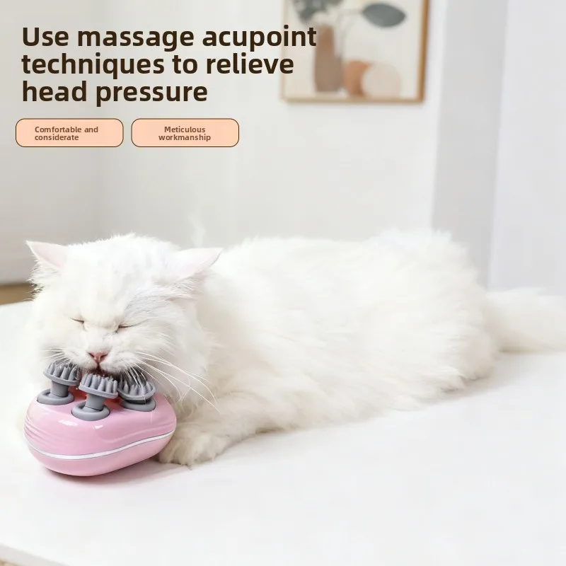 

Electric Cat Scalp Massager, Rechargeable Handheld Pet Massage Tool Stress Relief, Multifunctional Vibrating Massager for Cats