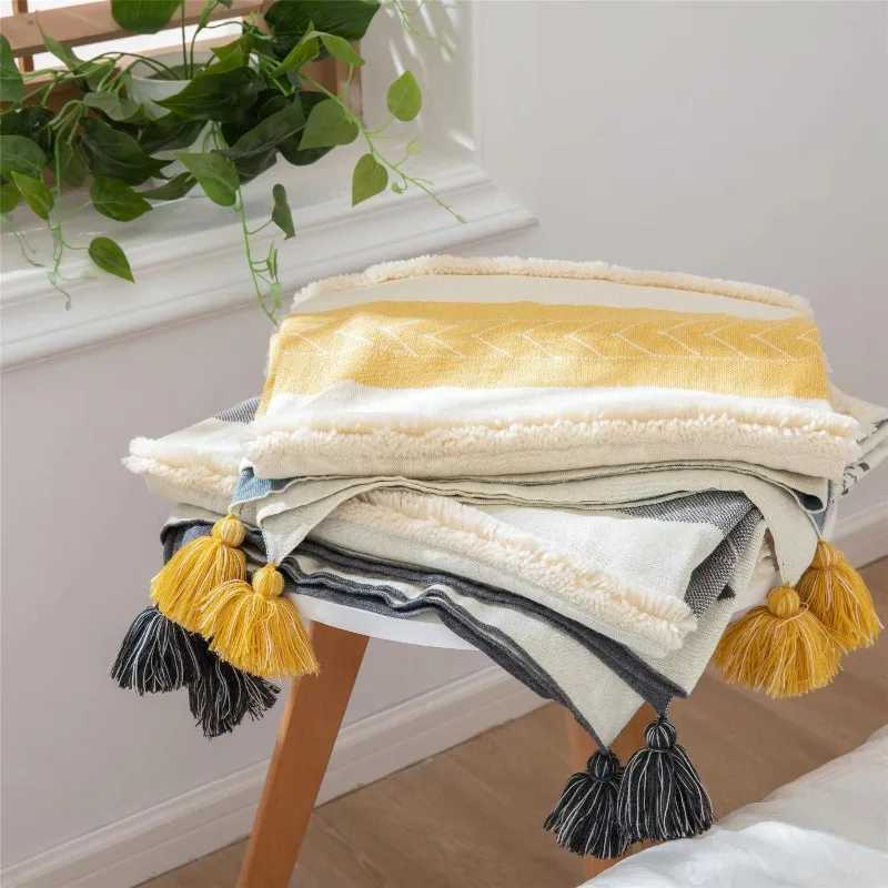 Cotton Throw Blanket Wholesale Throw Blanket Colorful Knitted Blanket Nordic Home Decor