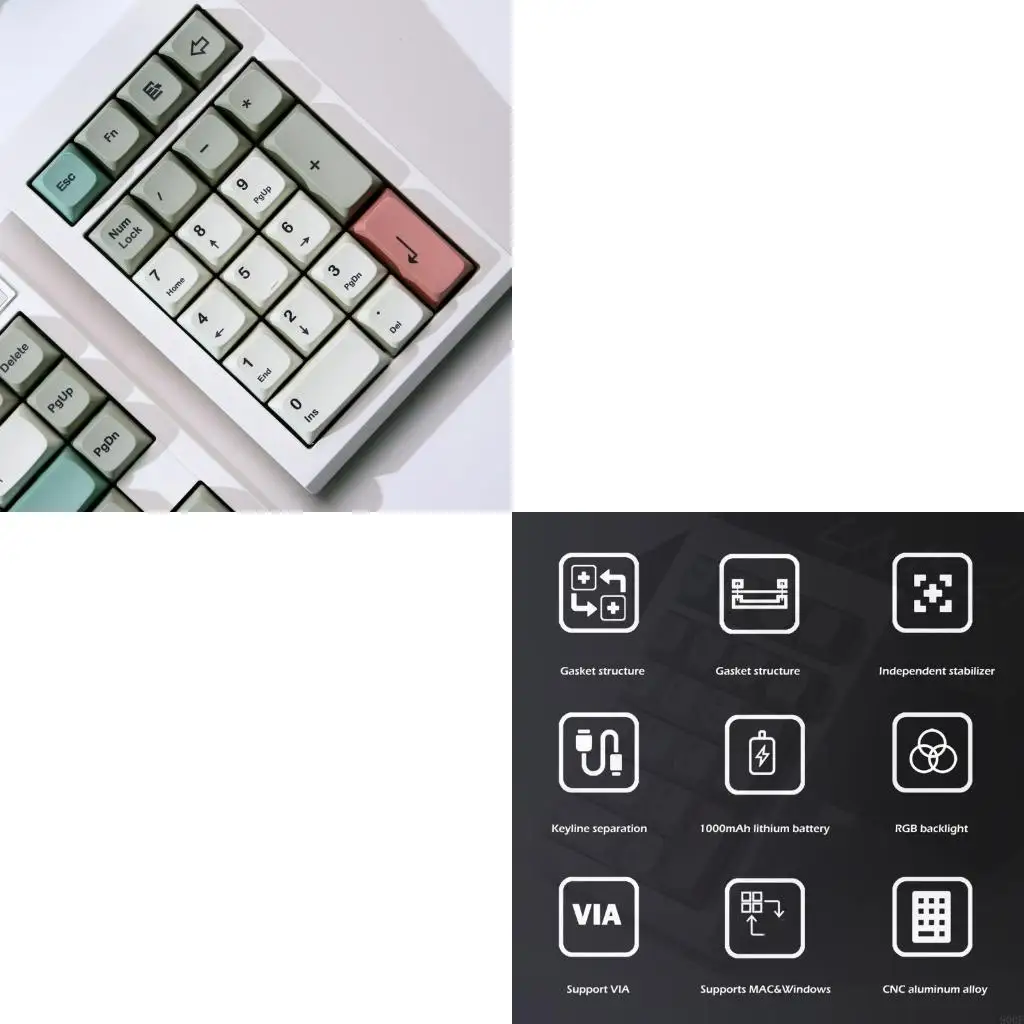 

900F LMK21 Алюминиевая цифровая клавиатура Цифровая клавиатура Настраиваемая подсветка Программируемая через VIA