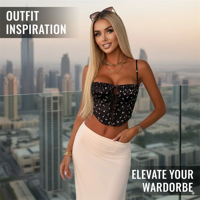 

Sexy Polka Dot Lace Up Crop Top for Women Sleeveless Backless Slim Fit Party Vest 2025 Y2K Clubwear Blouse