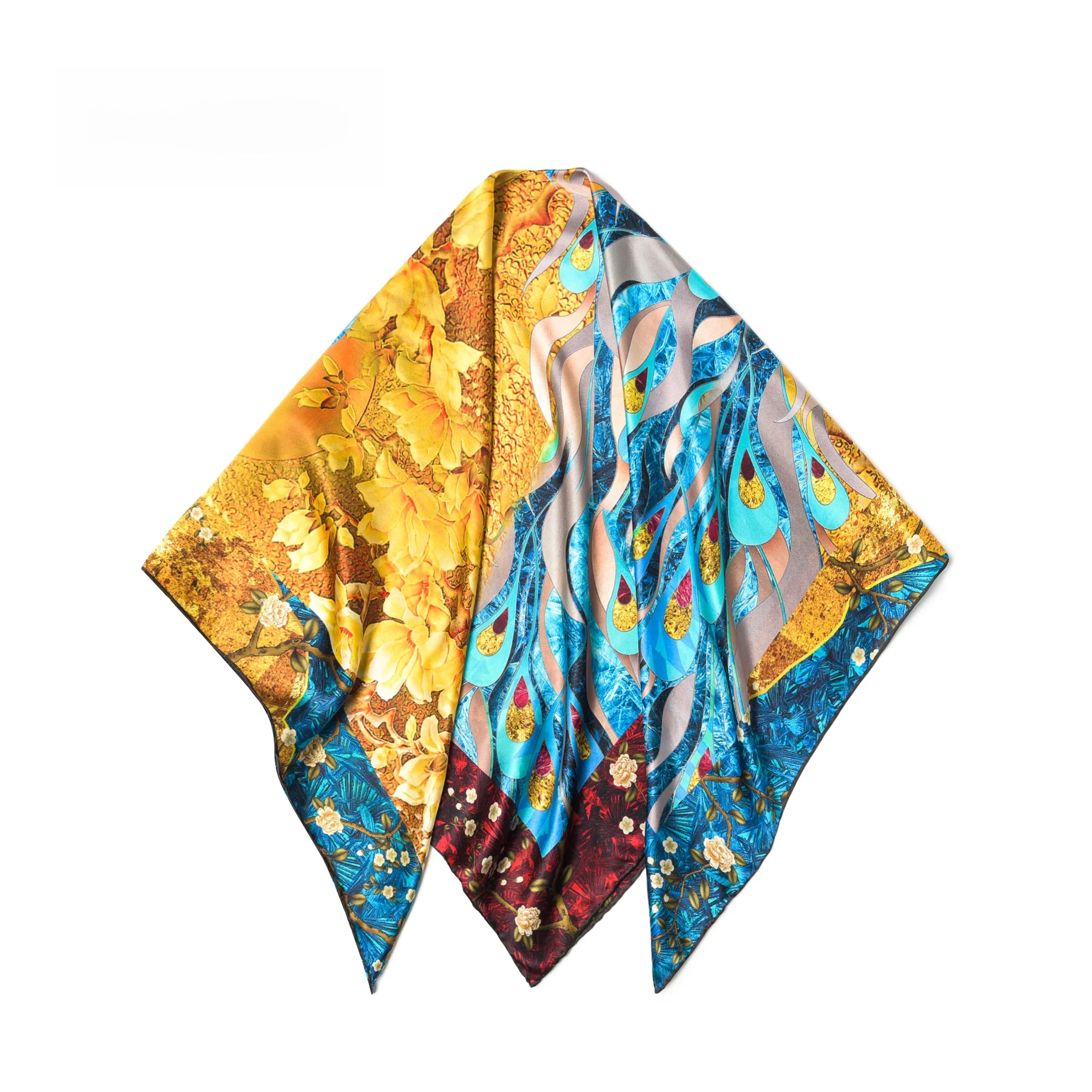 Echarpe-en-soie-pour-femme-fine-nouvelle-collection-ete-double-gaze-carree-imprimee-florale-multifonctionnelle