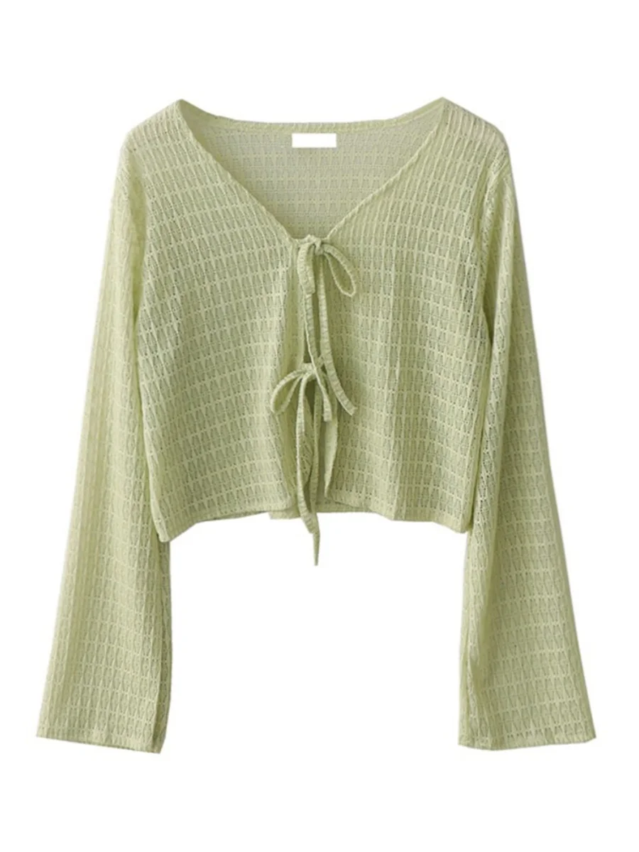 

Lightweight Summer Knitted Ice Silk Long Sve Open Cardigan Women's plus Size Cover up Blue oulder Bared Sun Protection O...