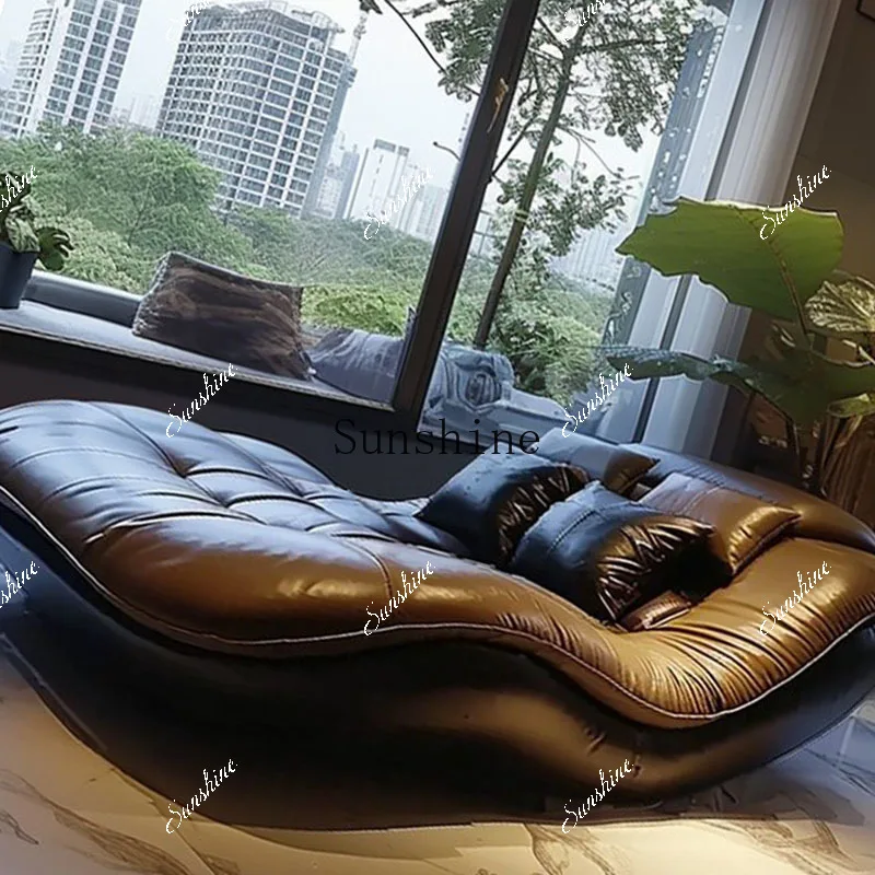 

Modern simple living room leather casual reclining and sleeping light luxury single sofa FT