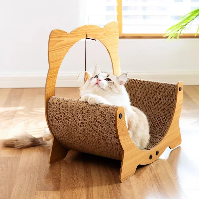 Wooden Cat Toy Scratch Board  Cradle Cat Nest Corrugated Paper Durable Scratch-resistant Multi Functional For Cats Scraper