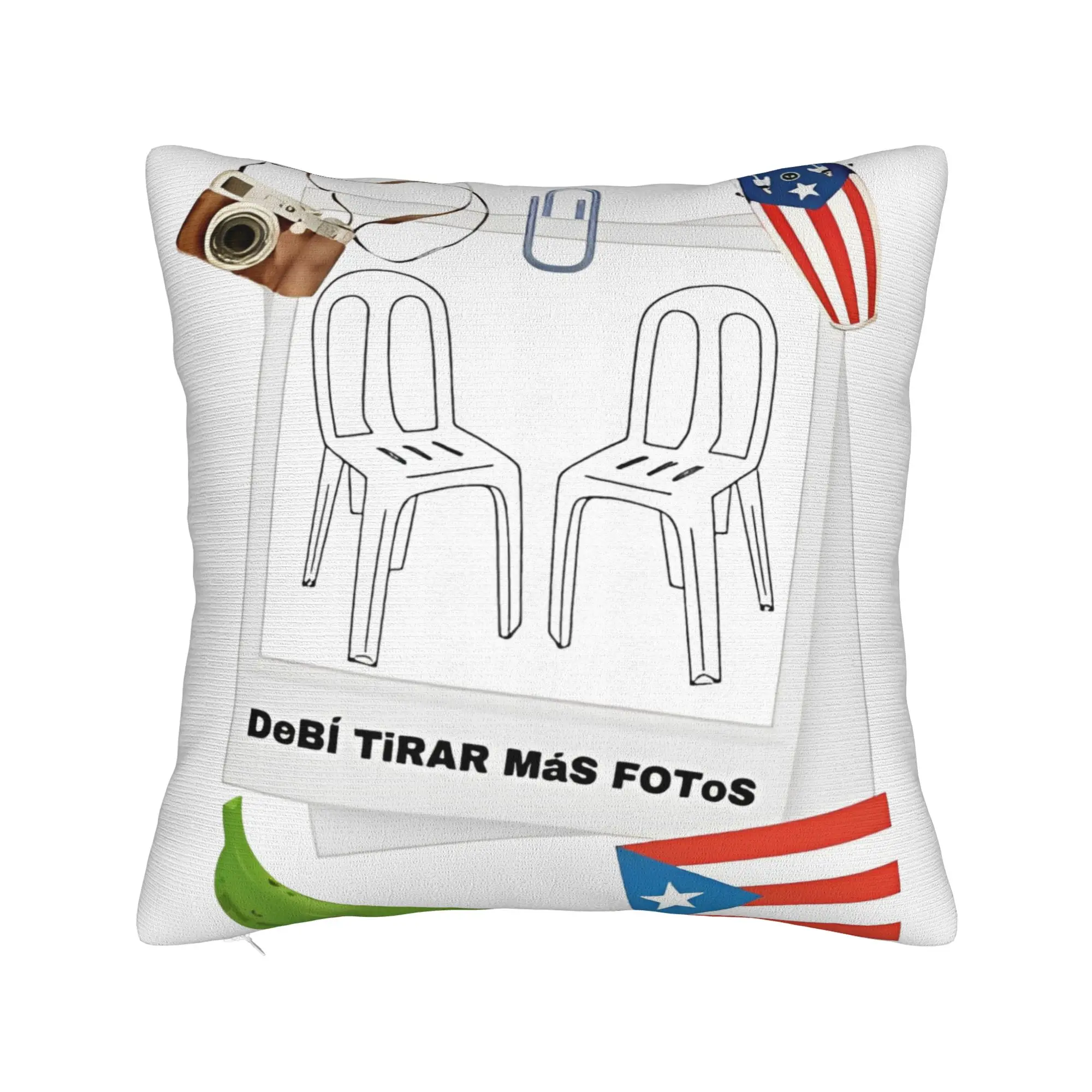 Bad Bunny Debi Tirar Mas Fotos  Square Pillowcases Polyester Seat Music Cushion Cover Cute Decorative Pillow Cover 40*40