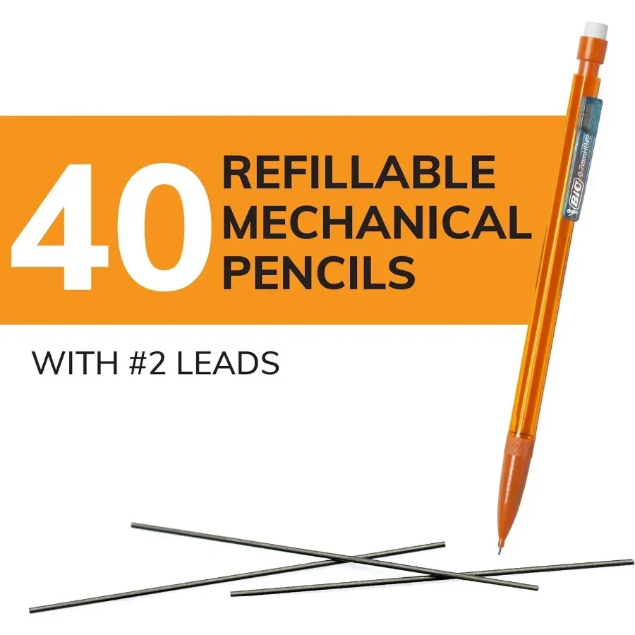 أقلام رصاص ميكانيكية مكونة من 40 قطعة، قابلة لإعادة الملء وقابلة للسحب لكتابة المكاتب المدرسية
