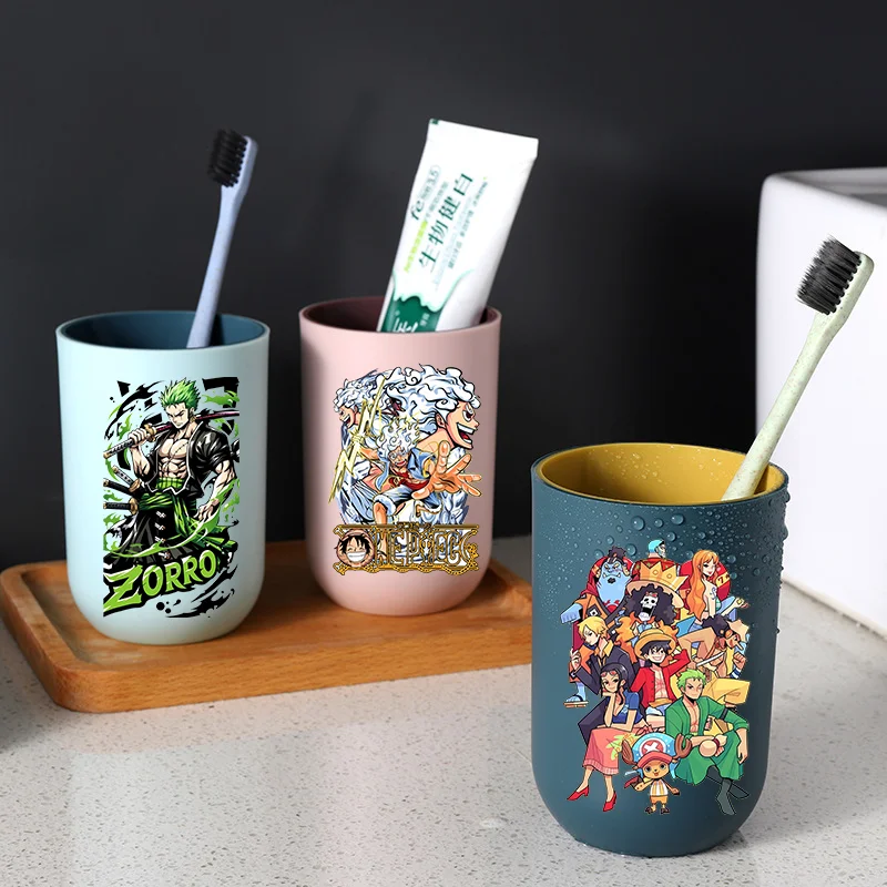 Tazas de Dientes de Luffy de One Piece para Niños, Lindas Tazas para Lavar la Boca para Niñas y Niños, Vasos para Cepillos de Dientes, Artículos de Baño, Soporte para Cepillos de Dientes
