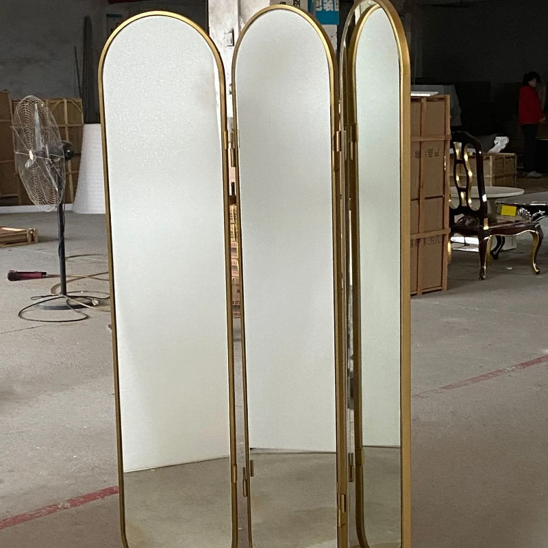 

Modern light luxury metal one-piece floor mirror makeup European style