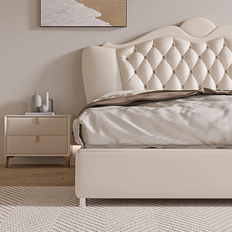 Crème Wind Frans Bed Licht Luxe Scandinavische Bruiloft Volwassen Designer Bed Romantisch Hoge Kwaliteit Esthetiek Muebles Salonmeubilair