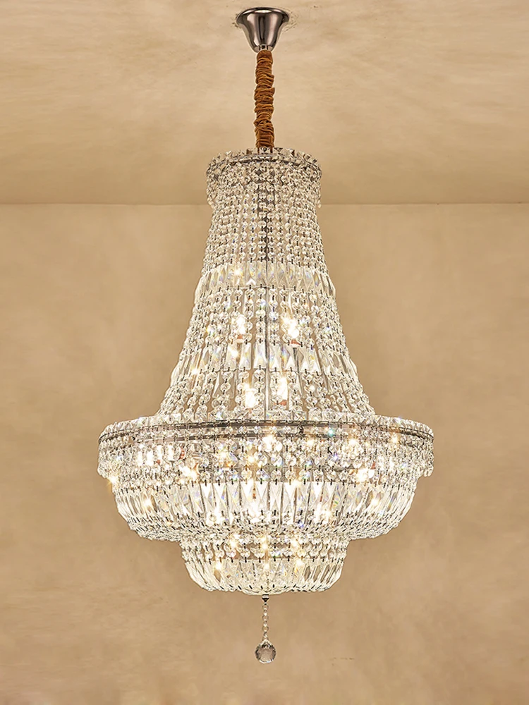 

Retro American E14 LED K9 Crystal Chandelier Lighting Hanging Lamps Lustre Suspension Luminaire Lampen For Foyer Staircase