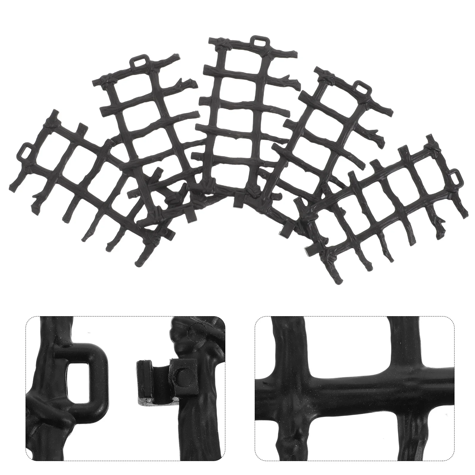 

100Pcs Miniature Black Fence Panel for DIY Kids Farm Scene Accessories Railing Durable Horse Stable
