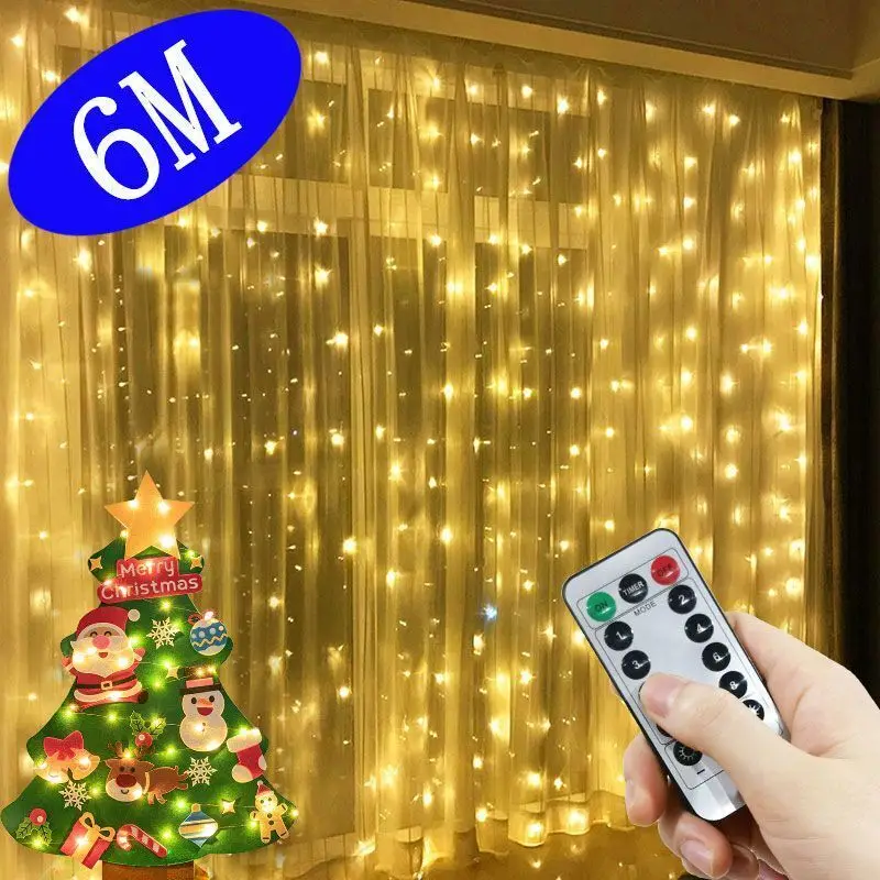 

Curtain LED String Lights Garland Christmas Decoration USB Remote Control Holiday Wedding Party Fairy Lights for Bedroom Home