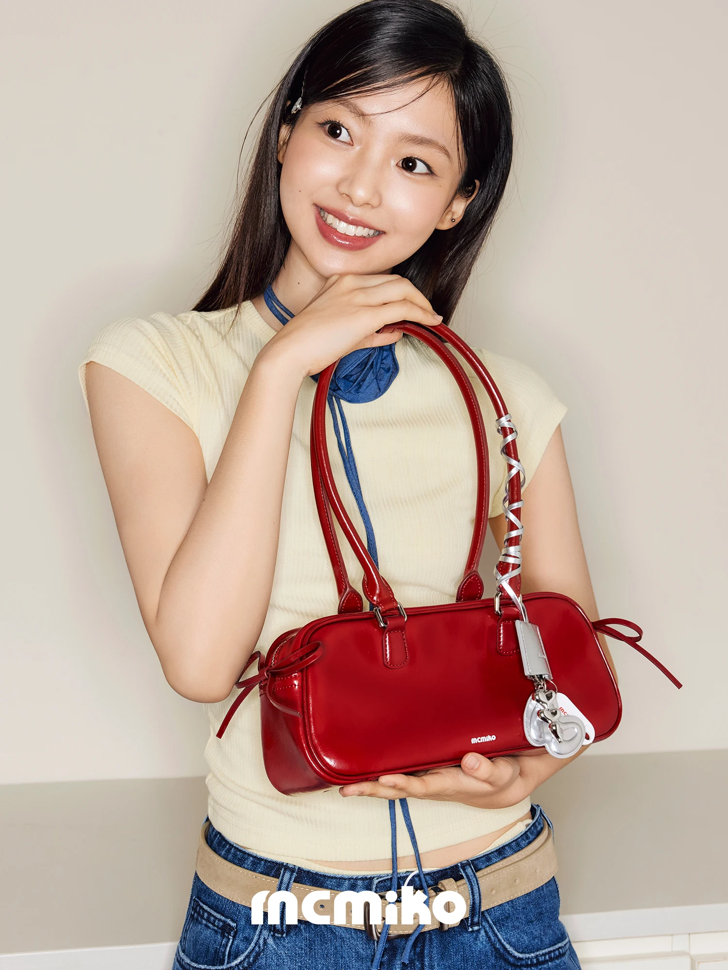 

Red Bread Bag Single oulder Commuter Bag Gift for Girlfriend iko Soft Handle Korean Sle Polyester