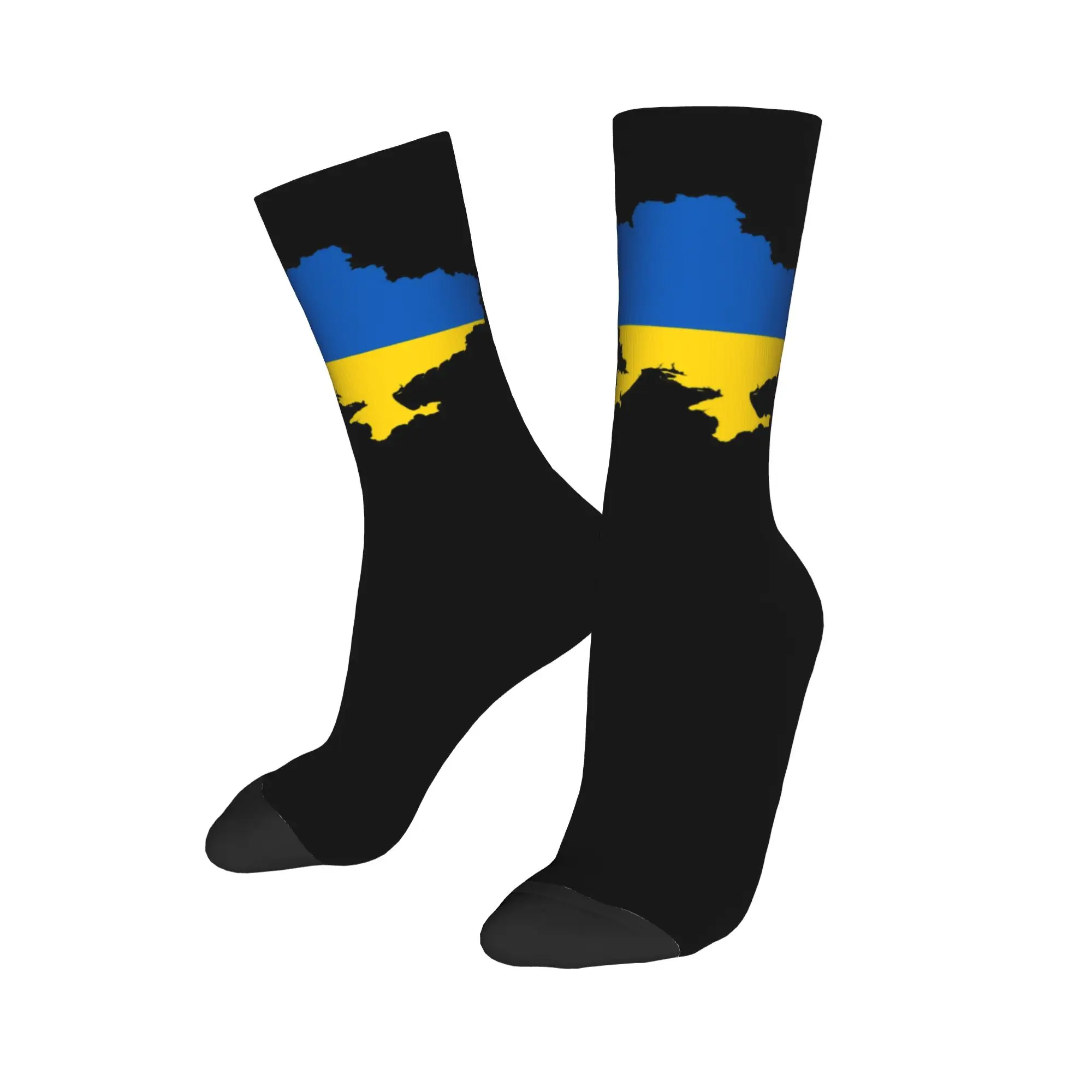 

Custom Kawaii Ukraine Flag Map Socks Men Women Warm 3D Printing Sports Football Socks