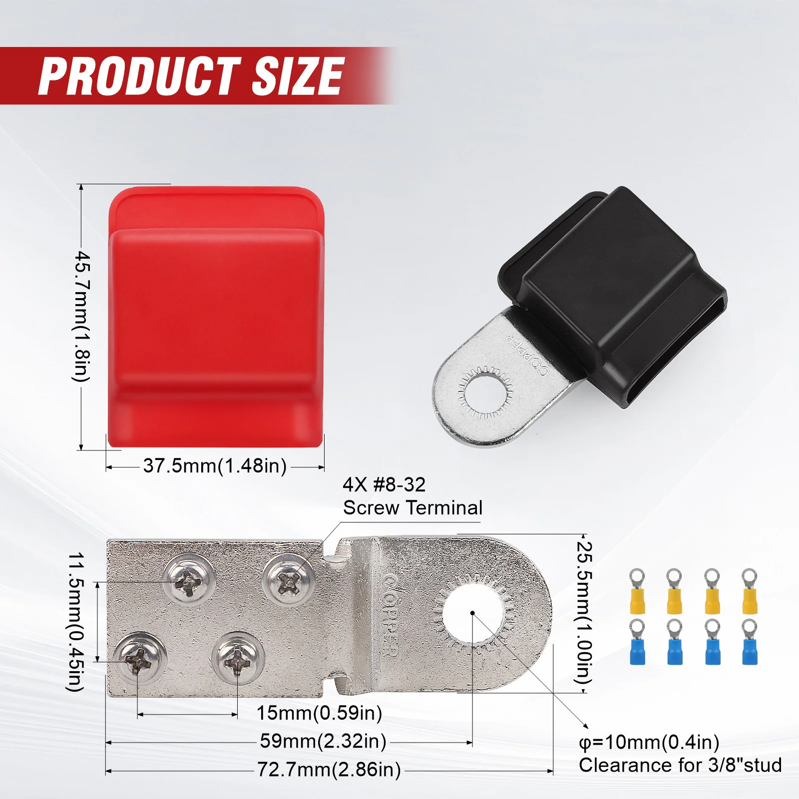 Car Tinned Copper Bus Bar Set With Captive Washer For Secure Positive and Negative Electrical Connections in Automotive Battery