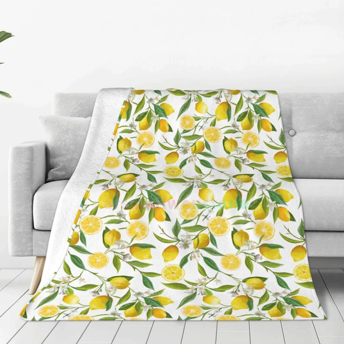 

Лимонное ветки деревьев, цветы и листья, фланелевое флисовое одеяло, мягкие, теплые, легкие, уютные, нечеткие одеяла с защитой от скатывания для дивана