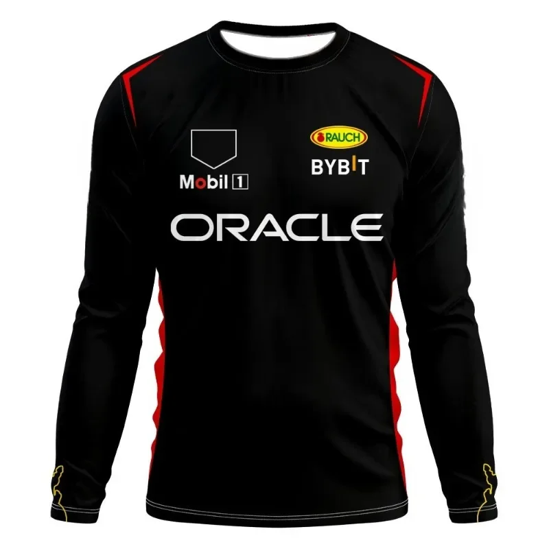 F1 Team Long Sleeve T-shirt Spring And Autumn Edition Extra Large Men's T-shirt 2024 Red Team Checo 11 Driver's Clothing T-shirt