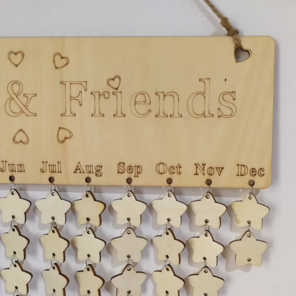 

Family Friends Birthday Reminder Wooden Plaque Calendar 1Xplaque 1Xrope 50Xstar Accessory Home Decor Gift DIY Rearrange Discs