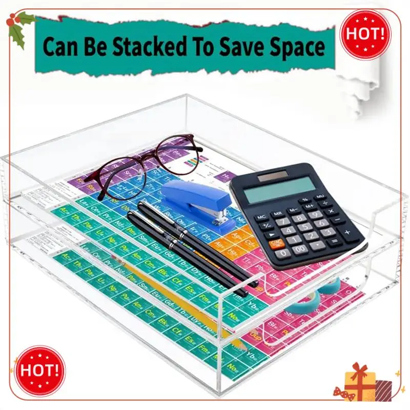 

Прочный акриловый лоток для писем, бумажный органайзер, прозрачный настольный лоток-органайзер, штабелируемый настольный лоток для аксессуаров