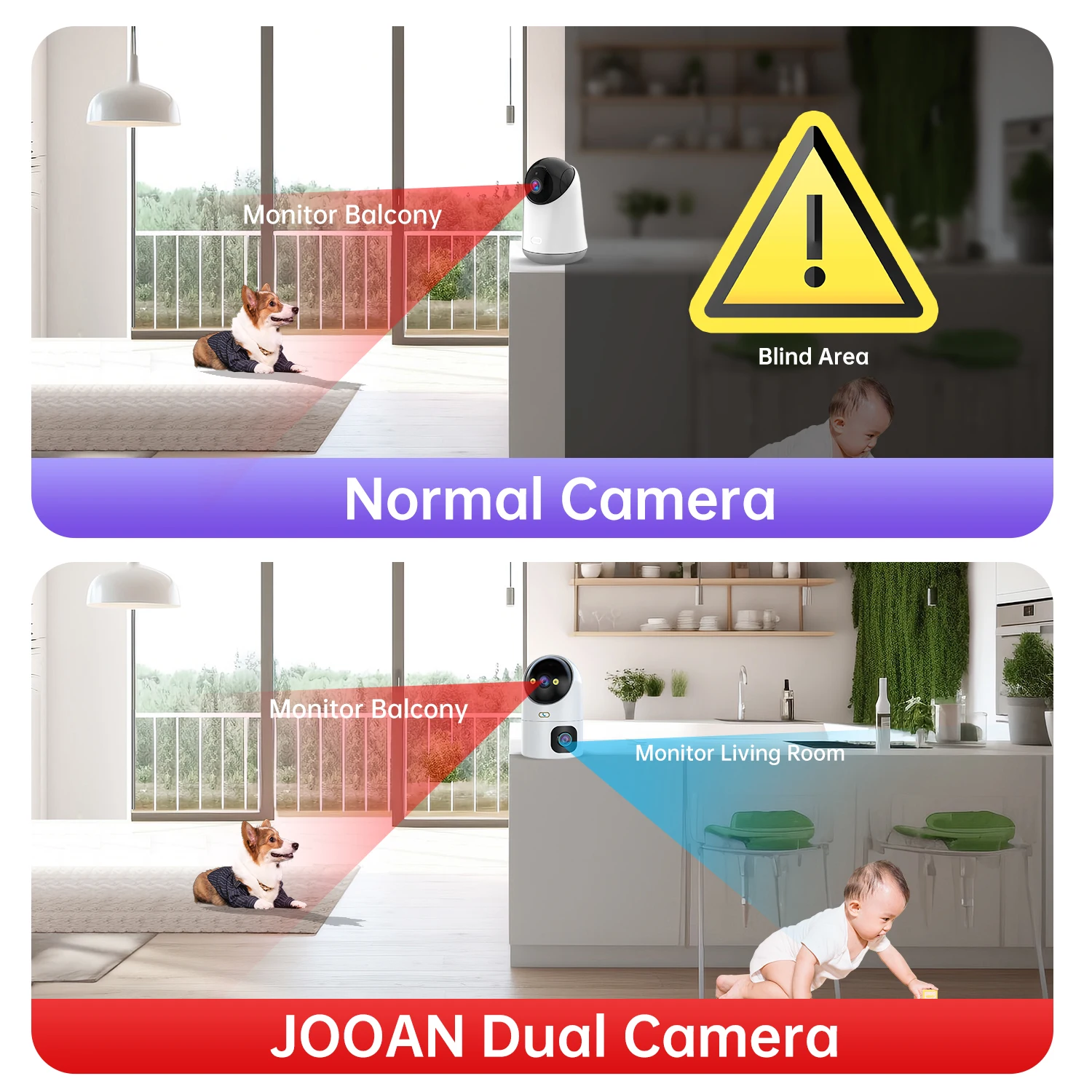 JOOAN 6MP HD IP Camera 5G WiFi Dual Lens Smart Home Indoor Wireless IP Surveillance Camera Auto Tracking Security Baby Monitor