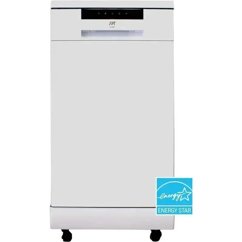 PMD4-SPT SD-9263W غسالة أطباق محمولة واسعة مقاس 18 بوصة مع ENERGY STAR، 6 برامج غسيل، 8 إعدادات للأماكن وحوض من الفولاذ المقاوم للصدأ - أبيض،