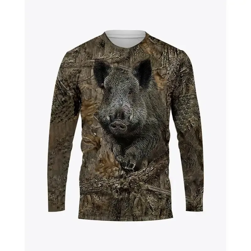 Camouflage Hunting Animals Print Summer Men/Women O-Neck T-shirt Casual Long Sleeve Oversized Pullover Fashion Graphic T Shirts