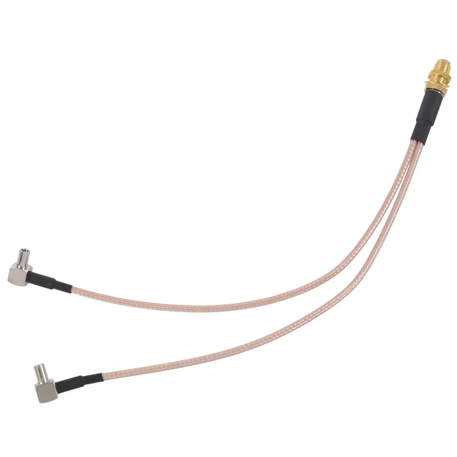 8 inci SMA perempuan Ke Y tipe 2 X TS9 sudut laki-laki konektor Splitter Combiner kabel, emas & perak