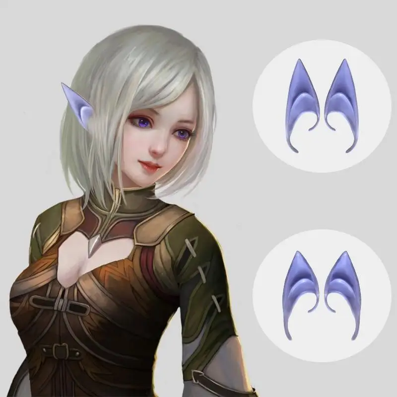 Lateksowe uszy elfa na Halloween, urocze uszy wampirzycy, brokatowe ozdoby na uszy, rekwizyty do występów, transmisji na żywo, kostium z bajki, akcesoria.