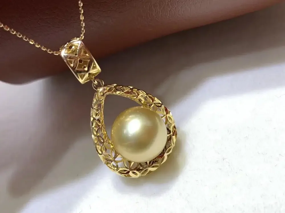 DSHIJOJ 10-11mm Saltwater Pearl Pendant Necklace Bird Nest Tahiti Southsea  Pearl Jewelry 18k Gold Women Necklace