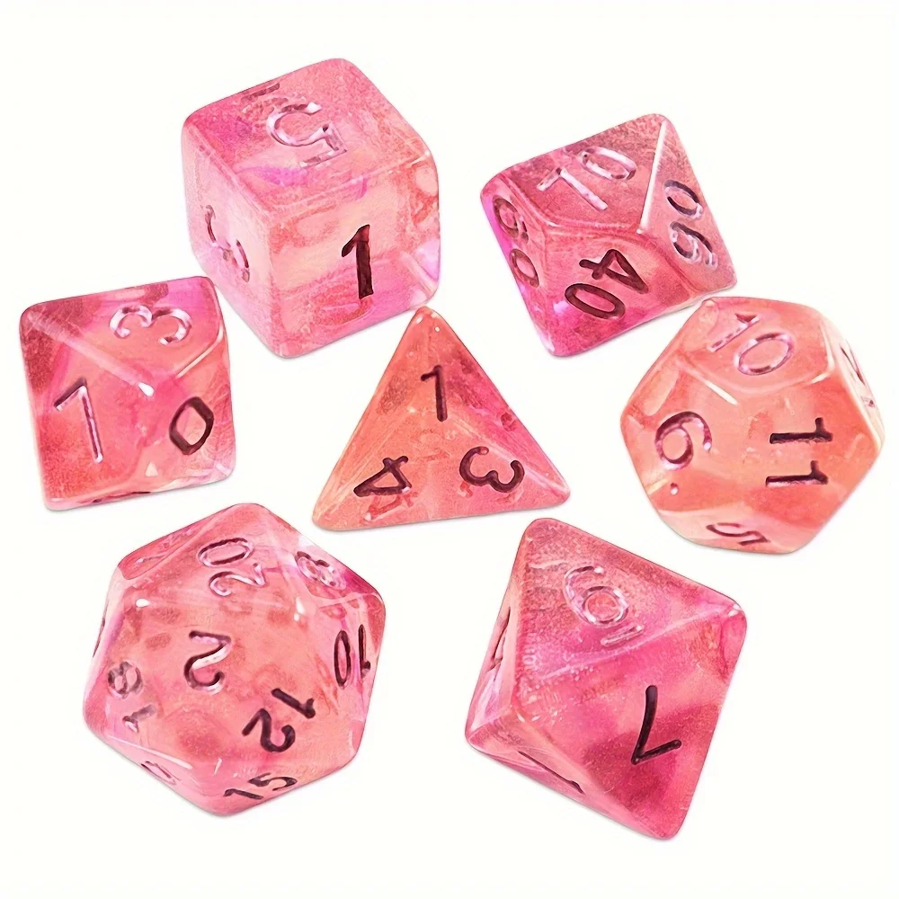 7 dés polyédriques DND de style cristal haut de gamme, toucher soyeux et lisse, parfaits pour MTG, DND, jeux de cartes de table, cadeau idéal