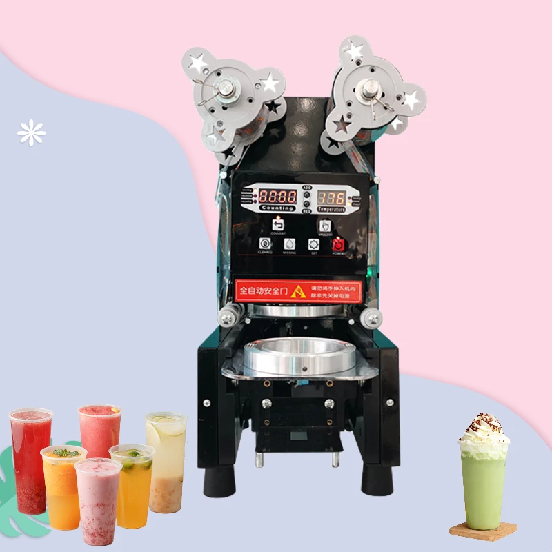 

Best Popular Fully Automatic Yogurt cup sealer 75cm/95mm cup sealing machine for milktea plastic cup