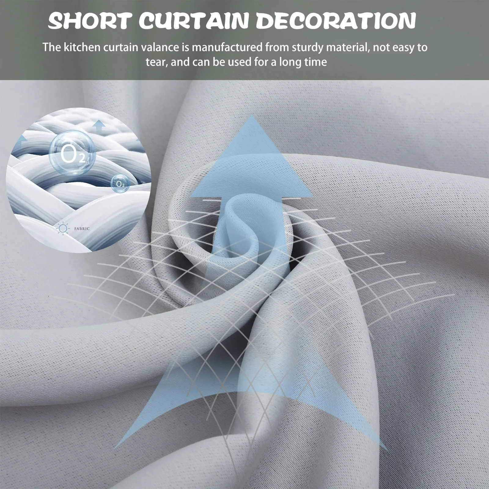 

2pcs Kitchen Curtains Short Valance For Windows Farmhouse Style Solid Color Machine Washable Light Filtering Privacy Curtain