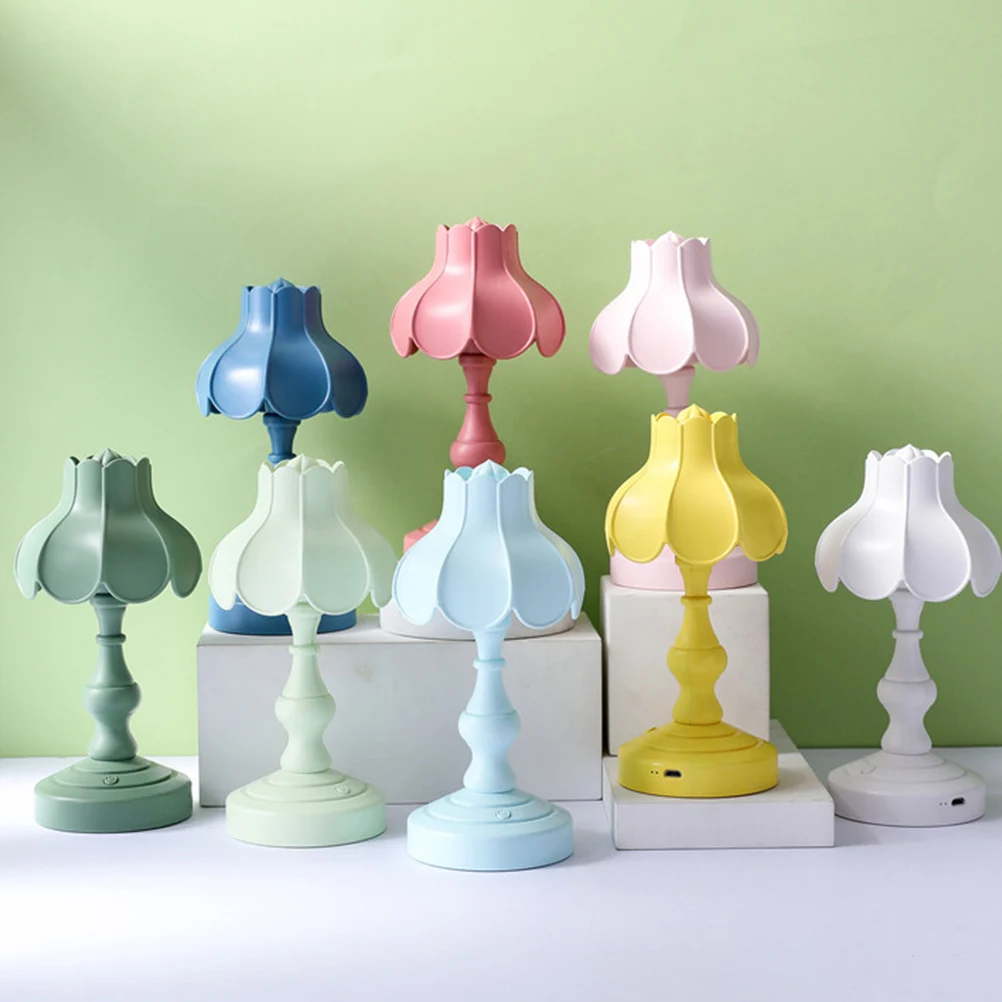 

Lotus Table Lamp Night Light Desk Reading Lights Bedside Plastic USB Bedroom Living Room Study Hotel Warm Ambiance Premium