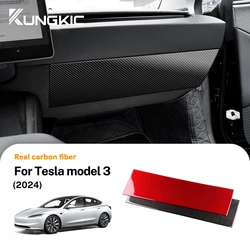 Real Soft Carbon Fiber For Tesla Model 3 Highland 2024 Co-pilot Instrument Console Panel Trim Sticker Car Interior Accessories